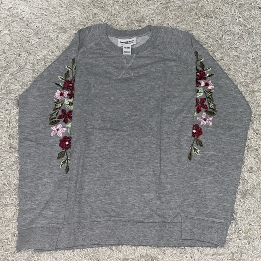 Grey Embroidered Sweat Shirt